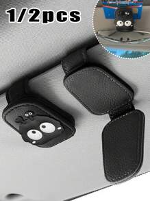 1/2pcs Magnetic Car Sunshade Glasses Clip - Cute Coal Design, Multi Functional Car Glasses Clip, Strong Magnetic Bracket For Fashionable Glasses, Sunshade Storage Glasses Clip, Car Interior Accessories, Car Accessories | Fantastical Design | Safe Magnetic Bracket, Fashionable Car Glass Bracket.​
