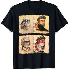 1pc Humor Italian Artists T-Shirt, Short Sleeve T-Shirt For Boys Men Women, Retro Tee Shirt For Boyfriend Husband - 黑色 - 查看 1