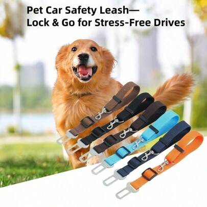 1PC Pet Car Leash & Safety Harness - Decorative Dog Collar For Car Travel Protection, Adjustable Vehicle Safety Belt For Shiba Inu, Puppy Auto Accessories