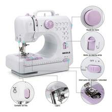 Máquina coser eléctrica portátil set hogar 115 piezas color blanco perfecta para principiantes costura doméstica kit de accesorios completo para reparación y confección - Blanco - Ver 6
