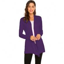 Newchoice Womens Casual Lightweight Long Sleeve Cardigan Soft Drape Open Front Fall Dusters (S-3XL) - Purple - View 1