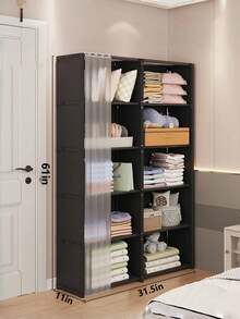 Dustproof Convenient Wardrobe, Home Bedroom Storage Simple Storage Cabinet Combination, Storage Cabinet, Small Apartment Rental Wardrobe Rack, Clothing Separation Storage, Wardrobe Rack - Multicolor - View 15