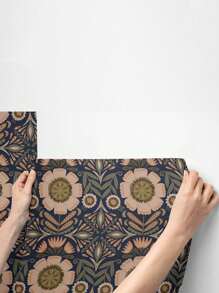 Vintage Floral Peel And Stick Wallpaper Boho, Retro Removable Contact Paper Midnight Bohemian Self-Adhesive Removable Wallcovering Pre-Pasted Flowering