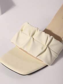 Femmes Mode Casual Sandales Confort Talon Épais Plissées, Femmes Vacances Fête Sandales Plage Confortables, Femmes Pantoufles d'intérieur Personnalisées - Beige - Voir 7