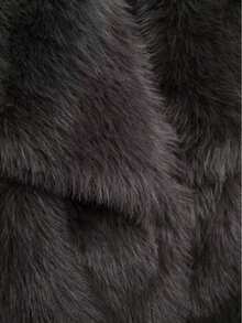 DEEKA秋冬新款加厚仿狐狸毛领仿皮草外套，年轻优雅中长款人造皮草大衣 - 深灰色 - 查看 9