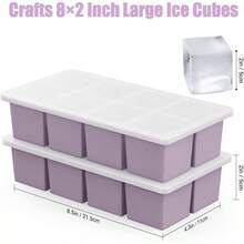 Large Ice Cube Trays For Whiskey: FDDAI Big Silicone Ice Cube Trays - 2Inch Square Ice Cubed Tray For Bourbon Whisky And Cocktail - 2Pack Giant Silicon Ice Cube Tray Halloween Christmas New Year - 紫色 - 查看 2