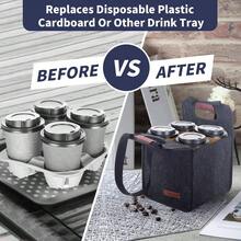 4 Cup Drink Carrier With Handle Reusable Insulated Drink Caddy Drink Holder For Car Folding Portable Coffee Cup Holder Bag For Travel And Delivery3yy2 - DarkGray-4Cups - View 4
