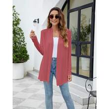 Newchoice Womens Casual Lightweight Long Sleeve Cardigan Soft Drape Open Front Fall Dusters (S-3XL) - Mawar Pudar - View 5