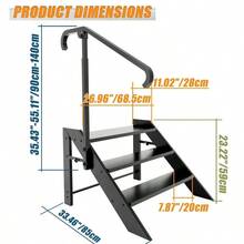 Step Stool Foldable, Step Ladder 2, 3, 4 Step Folding, RV Steps With Height Adjustable Handrail And Non Slip Feets, Hot Tub Steps For Home, Travel Trailer, Camper, Mobile Home, Spa, And Porch - 3 Step - View 8