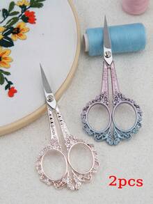 复古不锈钢缝纫剪刀，尖头手工小剪刀，绣花剪刀，手工小剪刀适用于布料裁剪、刺绣、缝纫、办公纸张裁剪工具 - 彩色 - 查看 27