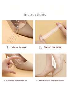 Adjustable Transparent Shoelaces: Silicone Invisible High Heel Ankle Strap - Non-Slip, Comfortable - Multicolor - View 6