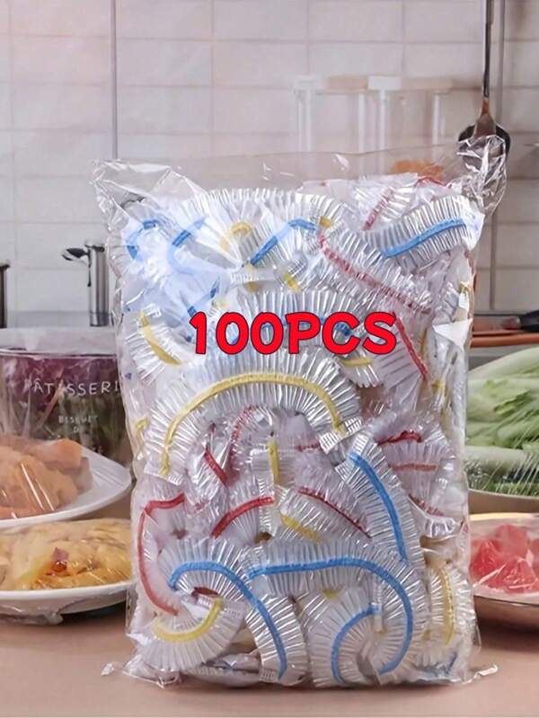 100/200/500/1 szt. Jednorazowa folia plastikowa do utrzymywania świeżości resztek jedzenia z elastycznym i samoprzylepnym zamknięciem, odpowiednia do przykrywania misek i naczyń, do użytku domowego, do przykrycia żywności, do akcesoriów kuchennych, do jednorazowego czepka prysznicowego, do artykułów świątecznych