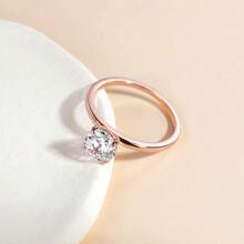 EAMTI 1.5CT 925 Sterling Silver Engagement Rings Round Cut Solitaire Cubic Zirconia CZ Wedding Promise Rings Her Wedding Bands Women Size 3-11 - 玫瑰金 - 查看 3