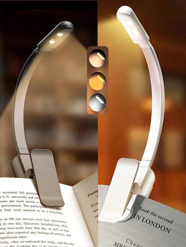 A Compact Night Reading Light, Eye-Protecting Reading Light, Small Book Light, 3-Color Temperature Adjustable Clip-On Reading Light, Light Weight, Perfect Gift For Book Lovers, Mini Clip-On Reading Light (Battery /500mAh Rechargeable)