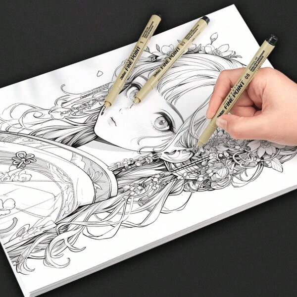 1 peça/6 peças/9 peças/12 peças Canetas Marcadoras a Tinta Sólida À prova d'água, Canetas Ponta Fina Pretas a Óleo de Secagem Rápida para Arte, Desenho, Mangá, Esboço, Linhas Precisas, Caligrafia, Design, Suprimentos de Escritório e Escolares, Volta às Aulas