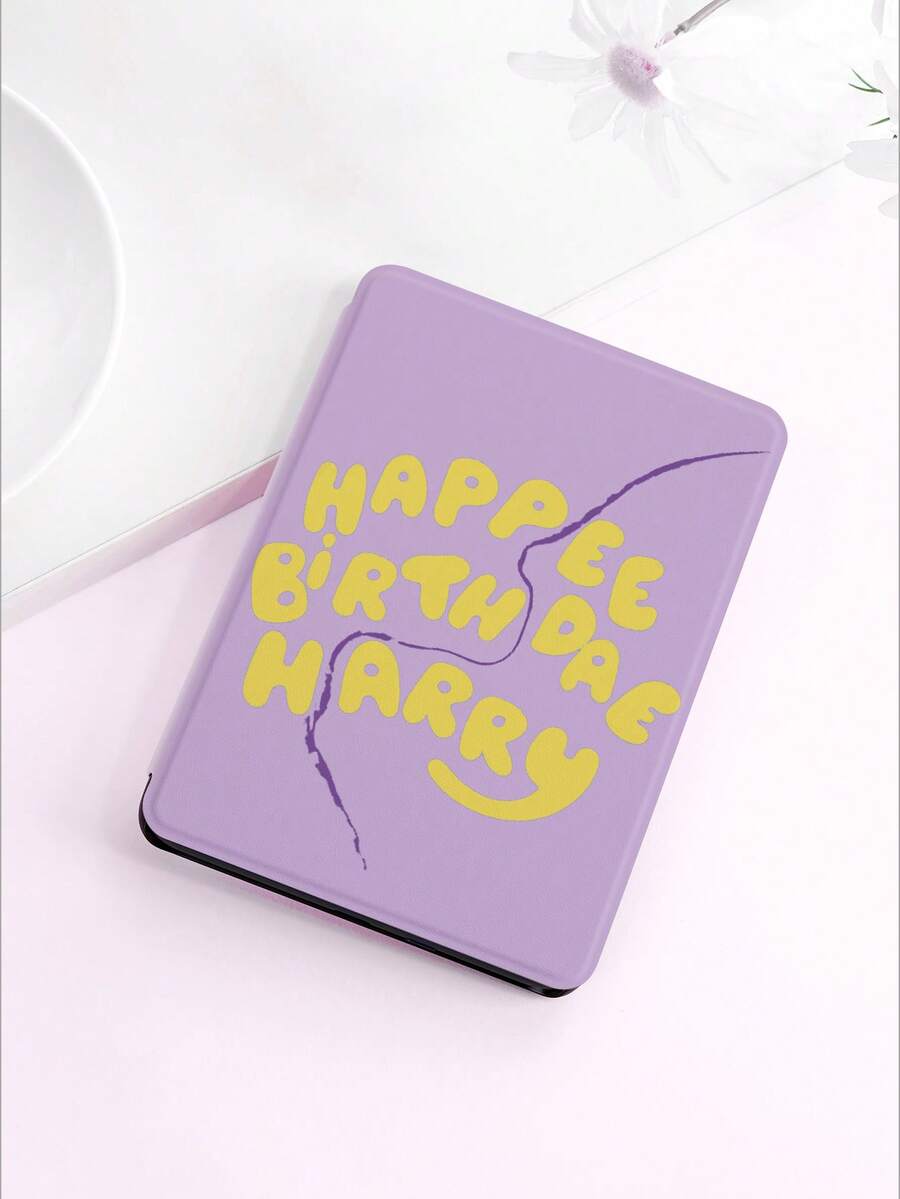 1 件生日快乐字母图案保护套适用于 Kindle NK 11/Kindle Basic/Kindle Paperwhite 5、Kindle 2024,自动唤醒/睡眠,轻薄便捷,浪漫礼物 - 紫色 - 查看 1