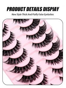 10 Pairs Of Fluffy And Volumous Lashes, Visibly Thickened Natural Full Lashes, False Eyelashes Thick Natural Full Lashes, Cat-Eye Theatrical Style False Eyelashes, Russian Curly, Natural, Fluffy, Beginner Thick, Fluffy, Light