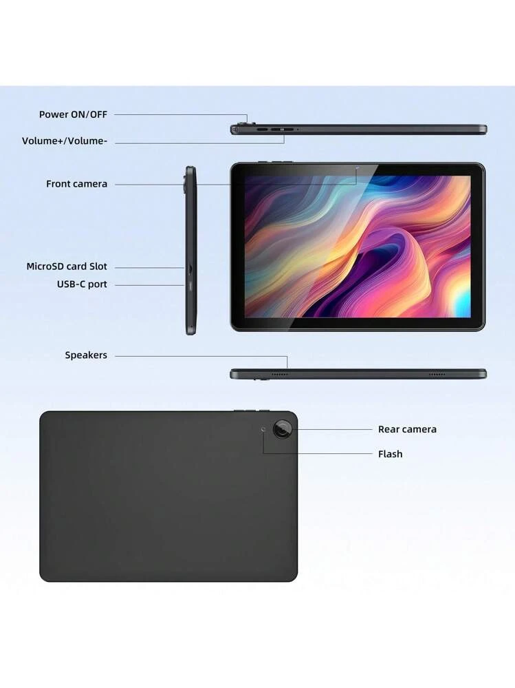 Qetupa 10.1インチ Android 14 タブレット、4GB RAM + 128GB ROM、A523