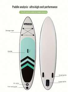 1 Set Stand-Up Paddleboard mit Doppelschicht, 320cm Länge, 76cm Breite, 15cm Dicke, 180kg max. Tragfähigkeit, für 1-2 Personen, Premium-Material mit robuster Konstruktion, inklusive Einwegpumpe, Aluminiumruder, Doppelschichtstruktur für erhöhte Stabilität und Auftrieb, ausgestattet mit Finnenspitze und Leine, Strandutensilien, Strandaccessoires, Poolschwimmer