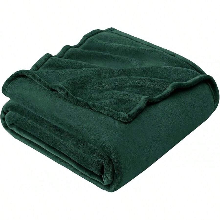 Sofa Blanket Living Room Cover SetFleece Blanket Twin Size, Soft Cozy Twin Blanket, Fuzzy Flannel Blanket Bed, Sofa, Couch, Travel, Camping, 60 X 80 Inches - 墨綠色 - 查看 1
