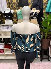 Blusa Plus Size Manga Longa Estampada