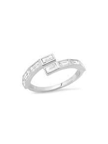 Ewell Unique Elegant High Quality 925 Sterling Silver 18k Gold Plated Zirconia Baguette Wrap Rings For Women Daily Wear