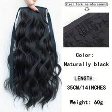 Ponytail With Hair Tie Wrapped Around Curly Wavy Ponytail Extensions Synthetic Clip In Hair Extensions Elegant For Daily Use Hair Accessories