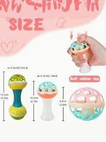 1 Set Of 3 Rabbit Interactive Toys With Bells - Plastic Ball Toy Set, Safe For Small Pets, Suitable For Mice, Rabbits, Guinea Pigs And Chinchillas