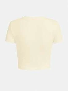 Customized Y2K Shirt, Mother's Day Gift, Gifts For Girlfriend/Wife - Add Your Own Text And Images (Family Photos/Selfies/Pet Photos/Friend Photos) To Design Your Own Personalized Printed T-Shirt, Fitted Tee, Spring/Summer Women's Shirt, Thanksgiving, Christmas Animal Bow Cartoon Fruit Vegetable Pattern Slogan Cat Dog Fabric Cut Short Tee Shirt Summer - Apricot - View 4