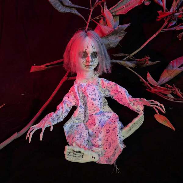 Décoration murale suspendue pour Halloween, fantôme d'horreur, émission de lumière, activation vocale, pendentif, maison hantée, arrangement de scène