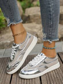 Lightweight Comfortable Lace-Up Athletic Shoes For Teens, Casual Outdoor Activities Shoes, Breathable Mesh For Students
