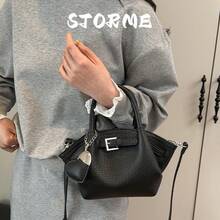 Small Handbags, Wing Bags, Stylish And Versatile Basket Bags, Bucket Bags, Leather Bags With A High Sense Of Quality, Can Be Worn As A Crossbody Bag - Black Large Flower - View 1