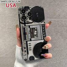 Vintage Cassette Tape Design Phone Case, Decorative Phone Protector Cover, Phone Accessories Compatible With IPhone 11 12 13 14 15 16 Series - 黑色 - 查看 3