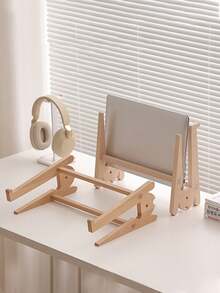 1pc/2pcs Wooden Laptop Stand, Elevated Gaming Laptop Stand, Elevated Computer Desktop Cooling Base - Wood Color - View 6