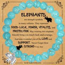1PC Elephant Gift For Women Friend, Elephant Pendant Bracelet With Blessing Card Gifts For Daughter Son Niece Nephew Friend And Mom Dad, Exquisite Bohemian Style Bracelet Gifts For Elephant Lovers
