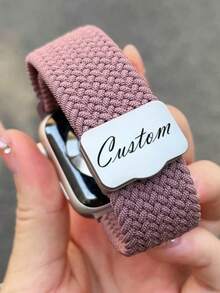 [Customized] Personalized Name Starlight Knitting Magnetic Nylon Strap Compatible With Iwatch S11 10 42mm 46mm 44mm 42mm 41 45 38 40 Adjustable Splicing Band Compatible With Apple Watch Ultra 10 9 8 7 6 5 Band