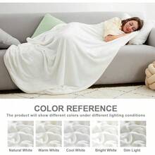 Sofa Blanket Living Room Cover SetFleece Blanket Twin Size, Soft Cozy Twin Blanket, Fuzzy Flannel Blanket Bed, Sofa, Couch, Travel, Camping, 60 X 80 Inches - 白色 - 查看 5