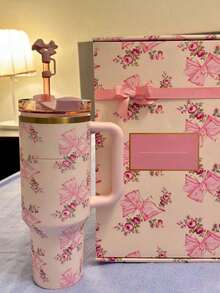 S*Love Limited Edition Gift Box 40oz Water Cup, Send Love Gifts Are The Best Choice, Sports Travel Water Cup,Designed For Hot And Cold Drinks - 蝴蝶禮盒粉紅色 - 查看 1