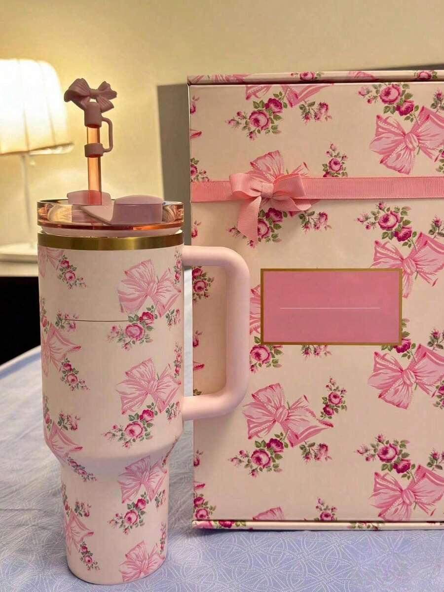 S*Love Limited Edition Gift Box 40oz Water Cup, Send Love Gifts Are The Best Choice, Sports Travel Water Cup,Designed For Hot And Cold Drinks - 蝴蝶禮盒粉紅色 - 查看 1