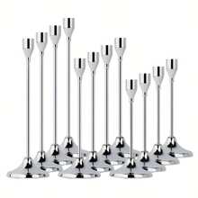 6/12pcs Silver Cone Shaped Detachable Candle Holders, Tabletop Decor, Candlelight Dinner Photo Props, Wedding Anniversary Ceremony, Home Decoration, Birthday Gifts, Suitable For Dining Table, Wedding, Catering, Party (Candles Not Included)