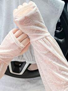 A Pair Of Summer Lace Sun Protection Sleeves, Soft Texture, Breathable And Sweat-Wicking, Beautiful Sun Protection Ice Silk Sleeves, Suitable For Outdoor Travel, Sports, Cycling, Driving, Etc.