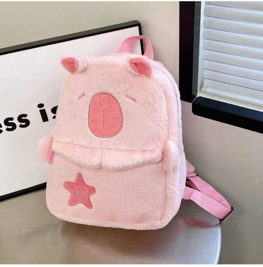 Mochila de capibara diseño exclusivo escolar papelería creativa gran capacidad cómoda y moderna para niñas jóvenes y niños ideales para escuela y actividades diarias - Rosa - Ver 1