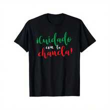 Most Popular Men's 100% Cotton T-Shirt - "Beware Of La Chancla" Funny Mexican Mother Gift, Short Sleeve Casual Tee, Black With Colorful Lettering, Lightweight & Breathable For Casual Attire, Casual Wear Tee | Playful Graphic Tee | Breathable Material - Black - View 1
