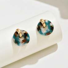 Fashionable Multi-Color Circular Acrylic Stud Earrings, Suitable For Women As Gift, Party Or Daily Wear