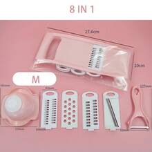 5 In 1 Mandoline Slicer For Kitchen, Vegetable Slicer Multi Blade Potato Chip, Veggie Slicer, Vegetable Cutter, Julienne Shredder And Peeler For Small Job In Kitchen - Pink - View 13