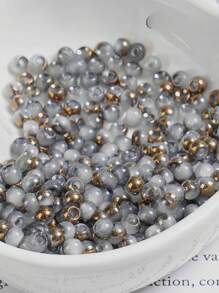 [Mitad Dorado Turquesa] Cuentas espaciadoras circulares de alta calidad de 20g y 4mm de mitad dorado y mitad turquesa, aptas para hacer joyas DIY como pulseras, aretes, collares. Múltiples colores disponibles de cuentas cerámicas semi, materiales para manualidades de joyería y cuentas sueltas circulares para hacer joyas a mano.