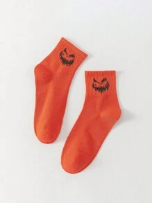 5 Pairs Unisex Creative Pattern Ankle Socks, Fashion, Casual, Everyday Wear, Versatile, Suitable For Halloween Outfit