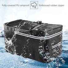 Bicycle Rack Bag, Bicycle Rack Bag With Rain Cover - 12L Waterproof Reflective Bicycle Saddle Bag For Commuting Outdoor Cycling - 黑色 - 查看 7