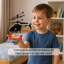 Helicóptero Voador por Indução com Luzes LED Brinquedo Infantil Recarregável Sem Controle - Multicolorido - Visão 5