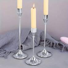 6/12pcs Silver Cone Shaped Detachable Candle Holders, Tabletop Decor, Candlelight Dinner Photo Props, Wedding Anniversary Ceremony, Home Decoration, Birthday Gifts, Suitable For Dining Table, Wedding, Catering, Party (Candles Not Included)